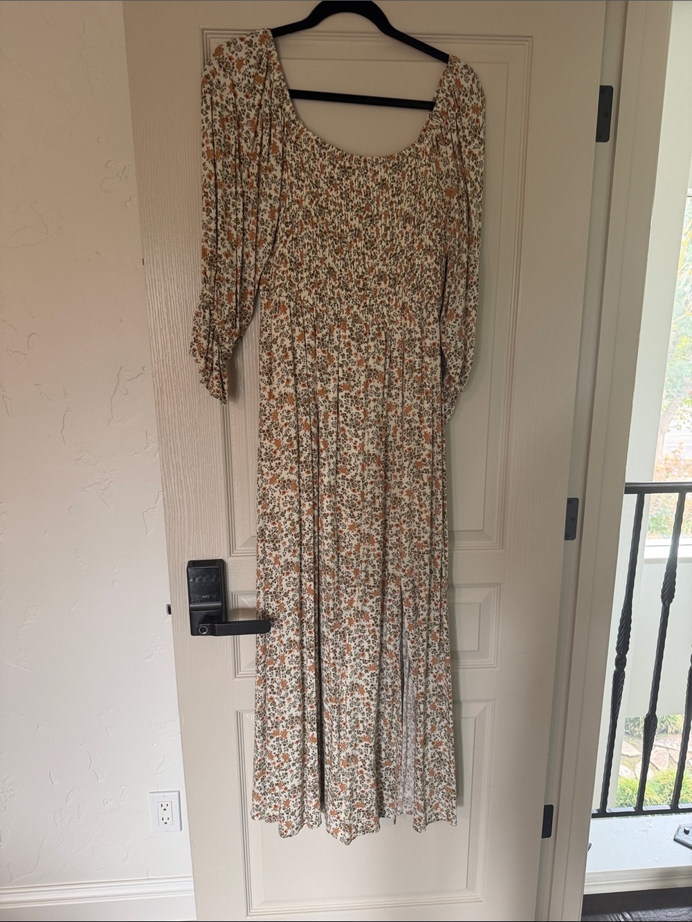Vici Cream Maxi Dress with Orange and Green Floral Print